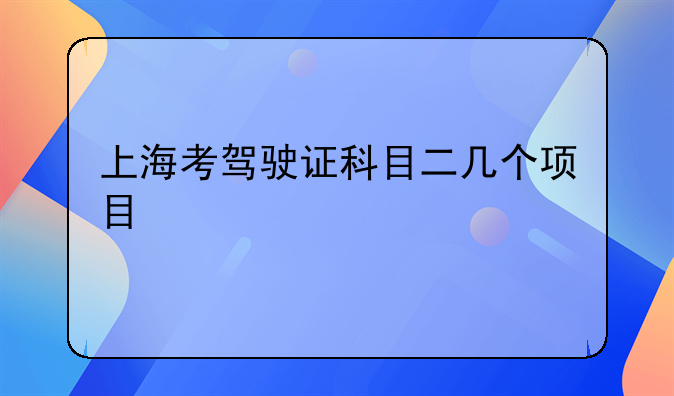 上海考驾驶证科目二几个项目