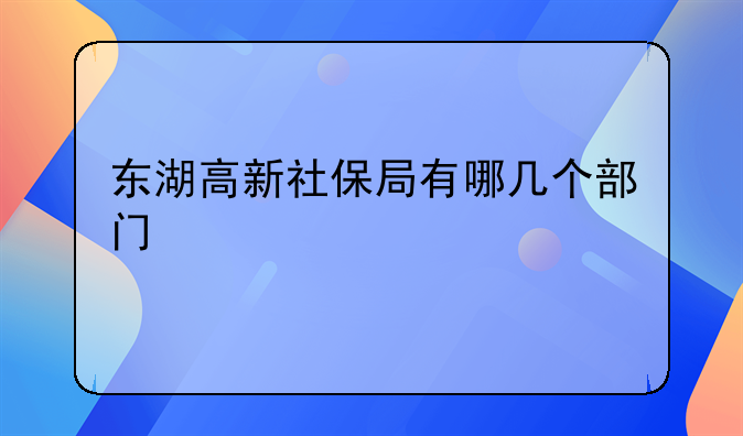 东湖高新社保局有哪几个部门