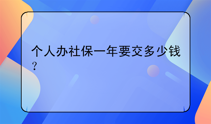 个人办社保一年要交多少钱？