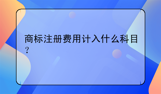 商标注册费用计入什么科目？