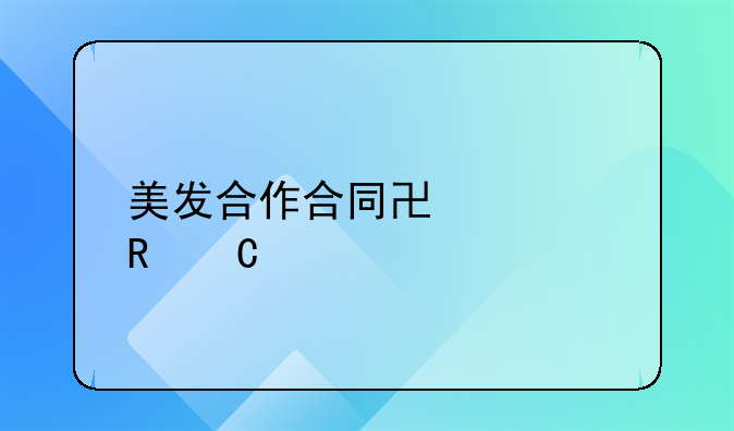 美发合作合同协议电子版详解