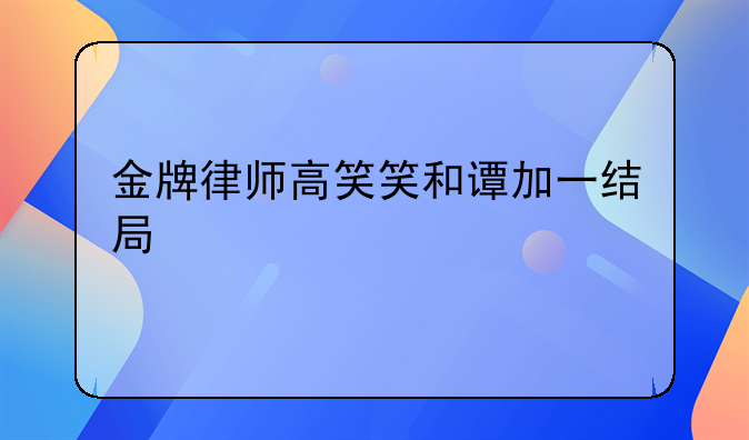 金牌律师高笑笑和谭加一结局