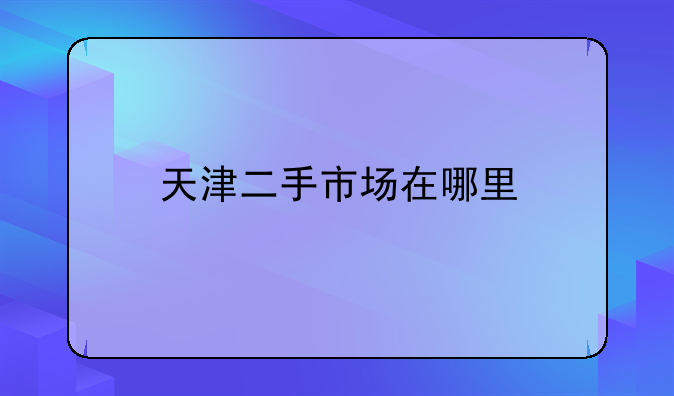 天津二手市场在哪里