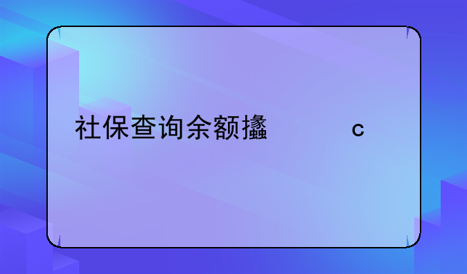 社保查询余额支付宝