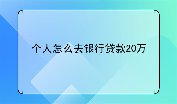 个人怎么去银行贷款20万