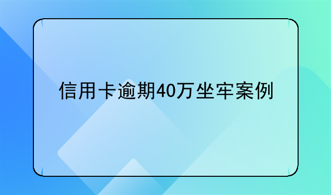 信用卡逾期40万坐牢案例