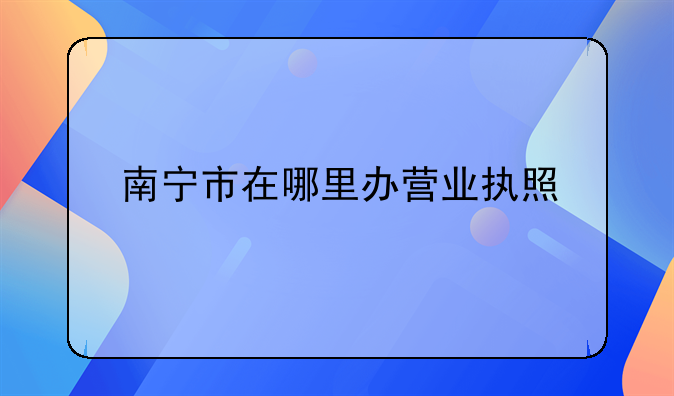 南宁市在哪里办营业执照