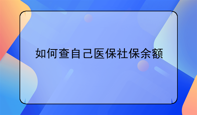 如何查自己医保社保余额