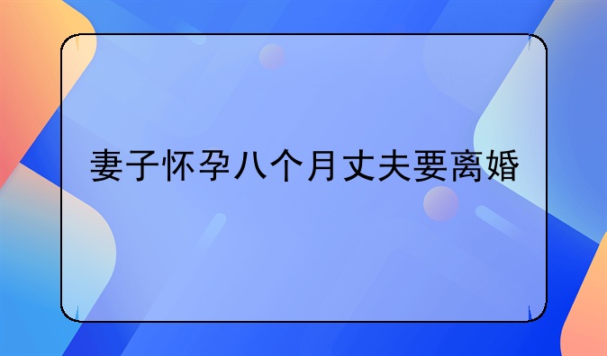 妻子怀孕八个月丈夫要离婚