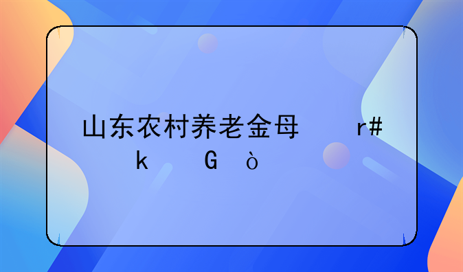 山东农村养老金每月多少？