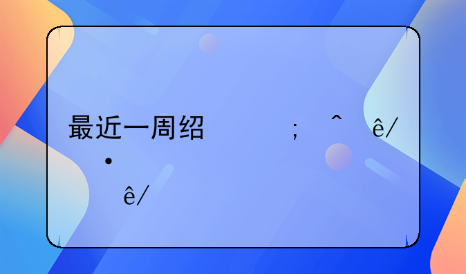 最近一周经济时事热点事件