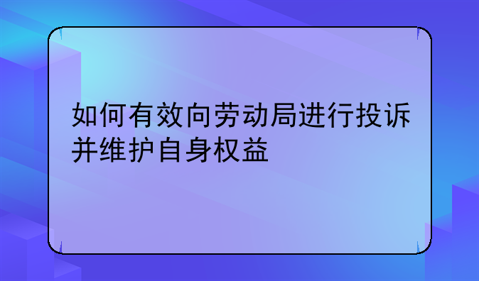 如何有效向劳动局进行投诉并维护自身权益