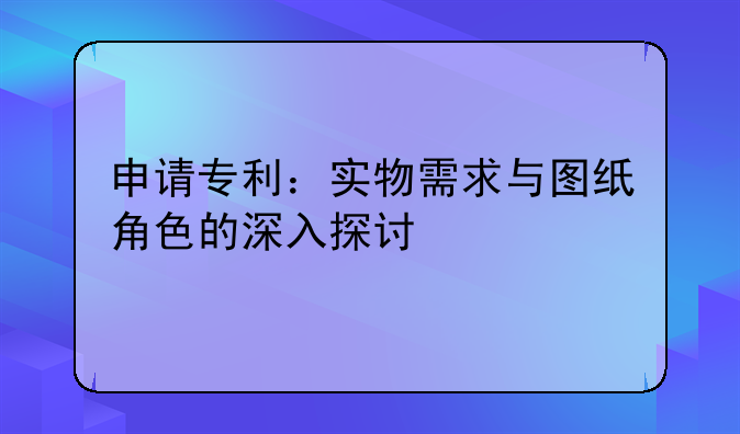 申请专利：实物需求与图纸角色的深入探讨