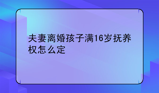 夫妻离婚孩子满16岁抚养权怎么定