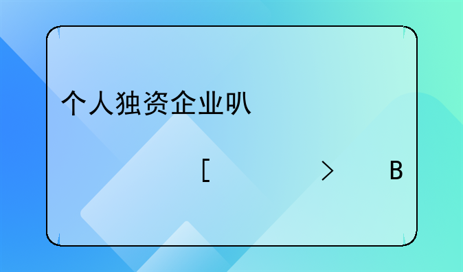 个人独资企业可以入股其他公司吗