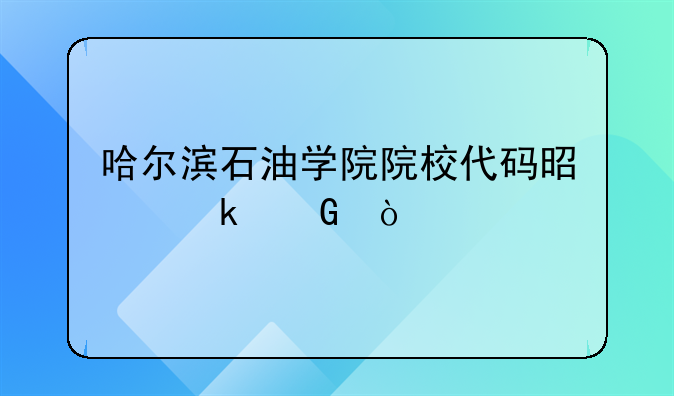 哈尔滨石油学院院校代码是多少？
