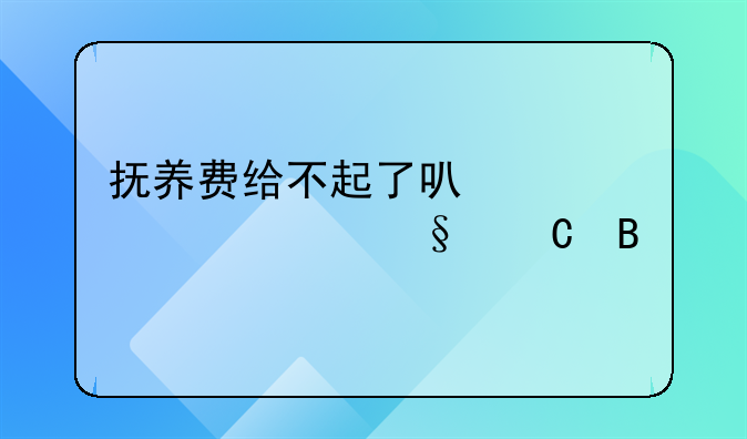 抚养费给不起了可以要一个孩子吗