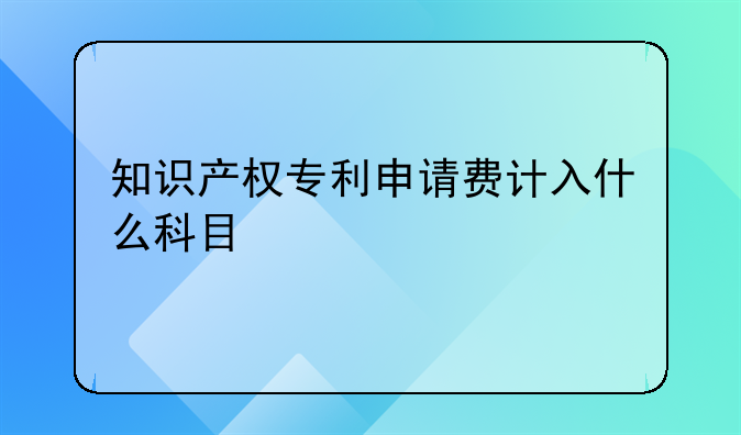 知识产权专利申请费计入什么科目
