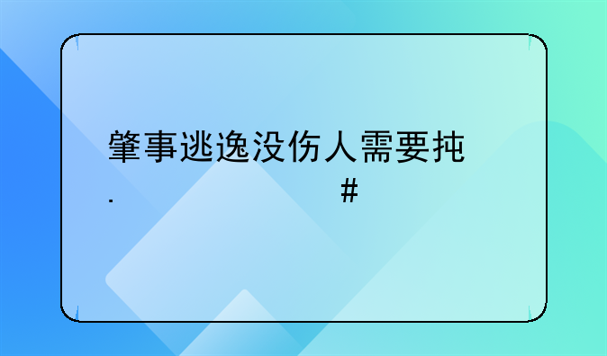 肇事逃逸没伤人需要承担什么责任