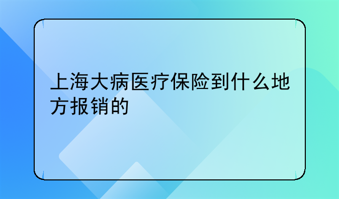 上海大病医疗保险到什么地方报销的