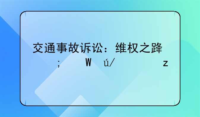 交通事故诉讼：维权之路与法律解析