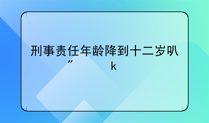 刑事责任年龄降到十二岁可以判多久