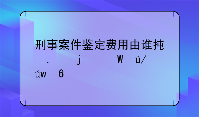 刑事案件鉴定费用由谁承担的法律依据