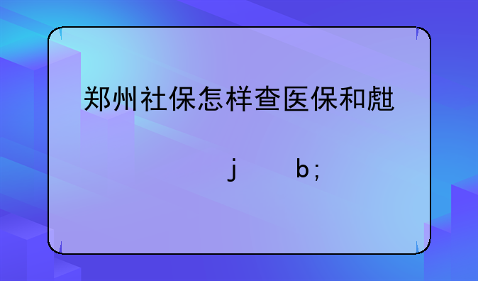 郑州社保怎样查医保和生育津贴的明细