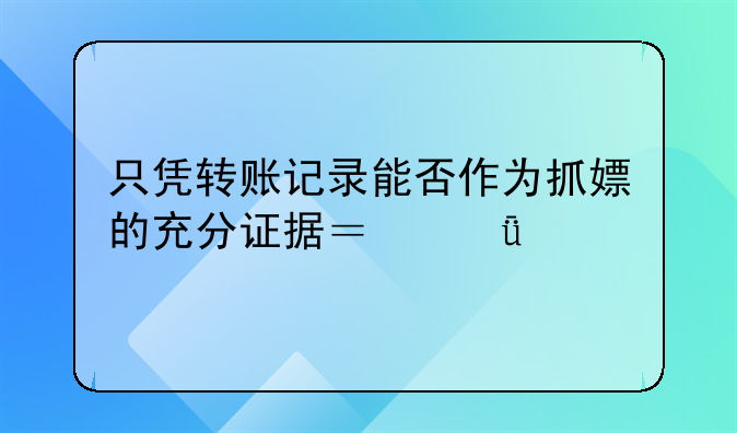 只凭转账记录能否作为抓嫖的充分证据？深度剖析与法律探讨