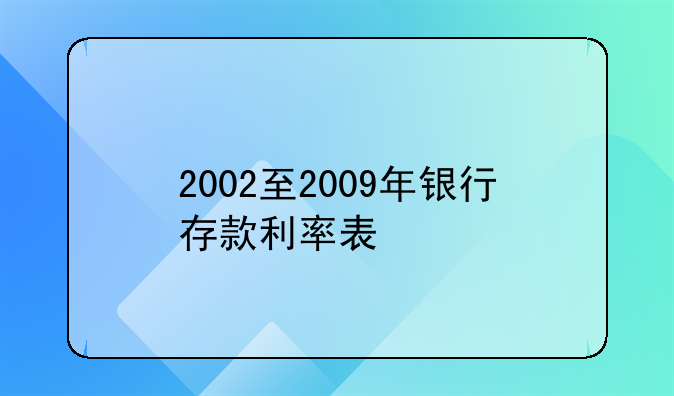 2002至2009年银行存款利率表