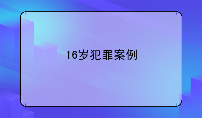 16岁犯罪案例