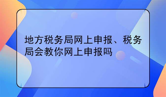地方税务局网上申报、税务局会教你网上申报吗