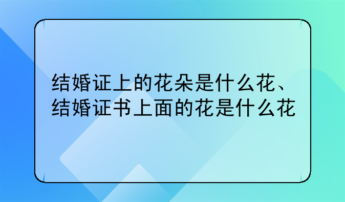 结婚证上的花朵是什么花、结婚证书上面的花是什么花