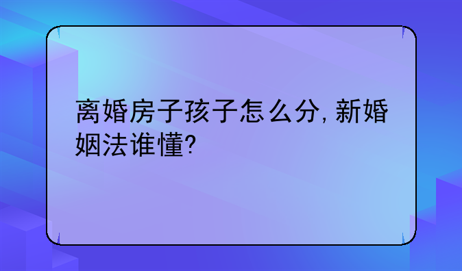 离婚房子孩子怎么分,新婚姻法谁懂?
