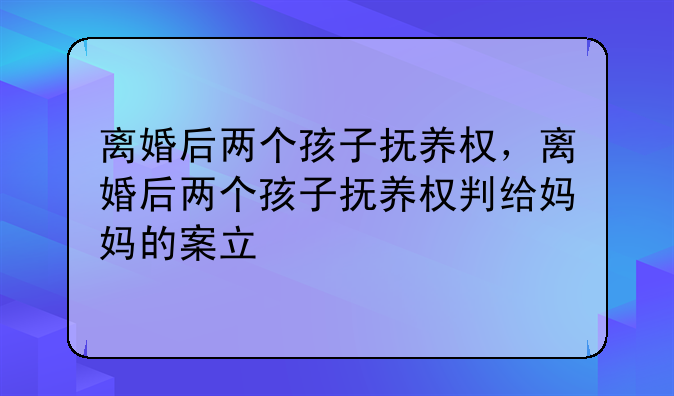 离婚后两个孩子抚养权，离婚后两个孩子抚养权判给妈妈的案立